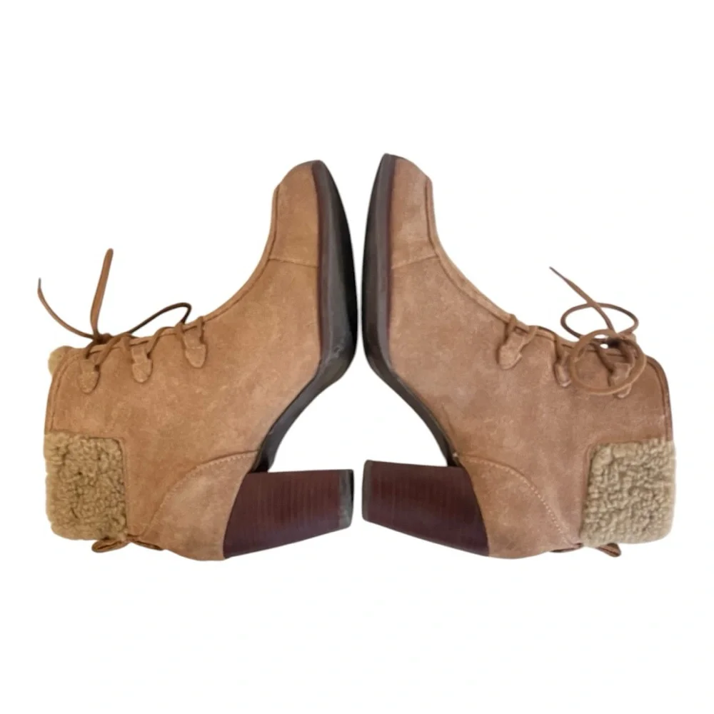 UGG | ANALISE CHESTNUT SUEDE SHEEPSKIN HIGH HEEL ANKLE BOOTS US 8 Vintage Winter